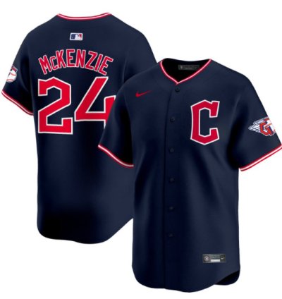 Triston Mckenzie Jersey 24 Cleveland Guardians 2025 Vapor Premier Limited All Stitched Navy