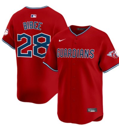 Tanner Bibee Jersey 28 Cleveland Guardians 2025 Vapor Premier Limited All Stitched Red