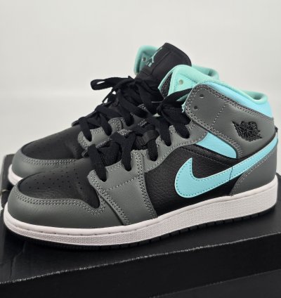 2020 Air Jordan 1 Mid Gs Grey Aqua
