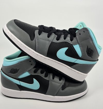 2020 Air Jordan 1 Mid Gs Grey Aqua
