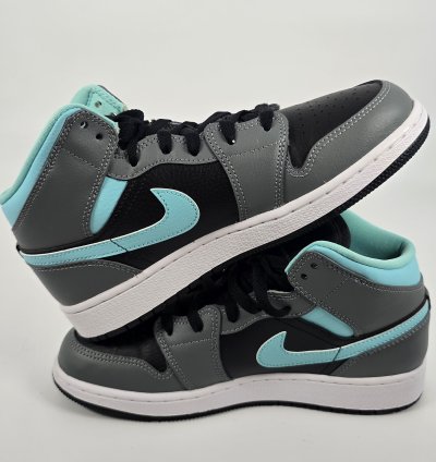 2020 Air Jordan 1 Mid Gs Grey Aqua