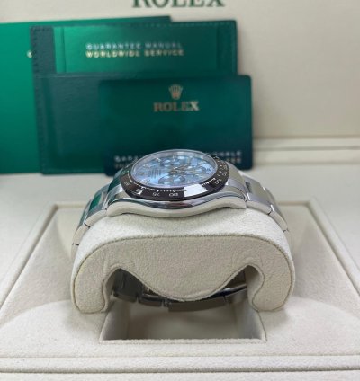 Rolex Daytona Platinum 40mm Ice Blue Diamond Baguette Dial 116506