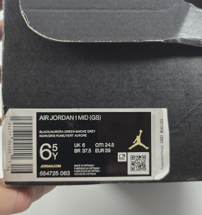2020 Air Jordan 1 Mid Gs Grey Aqua