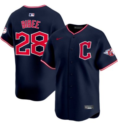 Tanner Bibee Jersey 28 Cleveland Guardians 2025 Vapor Premier Limited All Stitched Navy