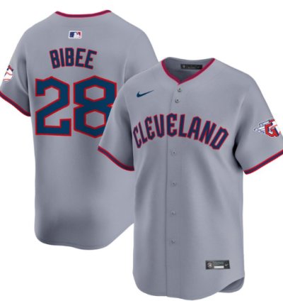 Tanner Bibee Jersey 28 Cleveland Guardians 2025 Vapor Premier Limited All Stitched Gray