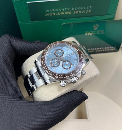 Rolex Daytona Platinum Cosmograph Daytona Ice Blue Index Dial Oyster Bracelet 126506