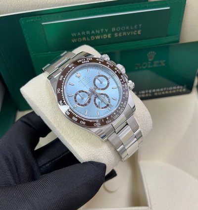 Rolex Daytona Platinum Cosmograph Daytona Ice Blue Index Dial Oyster Bracelet 126506