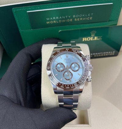 Rolex Daytona Platinum Cosmograph Daytona Ice Blue Index Dial Oyster Bracelet 126506