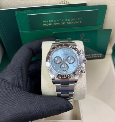 Rolex Daytona Platinum Cosmograph Daytona Ice Blue Index Dial Oyster Bracelet 126506