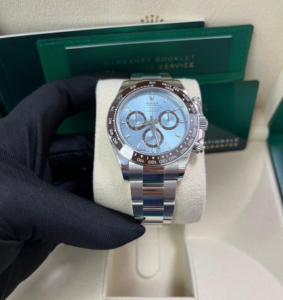 Rolex Daytona Platinum Cosmograph Daytona Ice Blue Index Dial Oyster Bracelet 126506