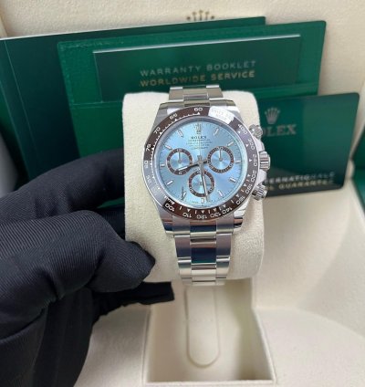 Rolex Daytona Platinum Cosmograph Daytona Ice Blue Index Dial Oyster Bracelet 126506