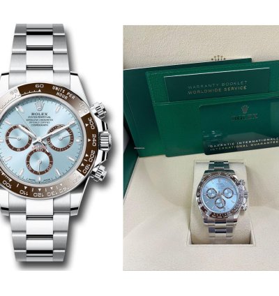 Rolex Daytona Platinum Cosmograph Daytona Ice Blue Index Dial Oyster Bracelet 126506