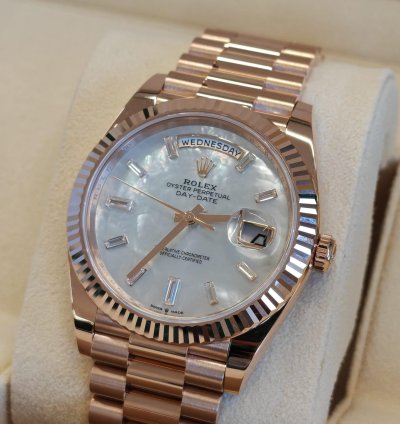 Rolex Day-date 40 White Mother Of Pearl Diamonds Dial Ng White