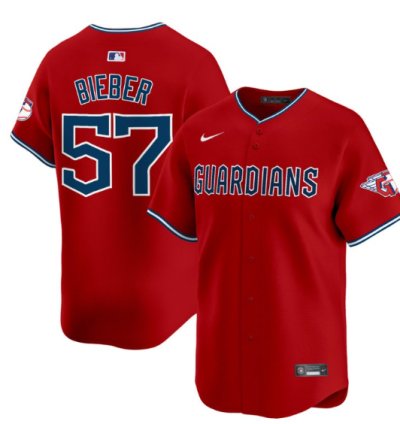 Shane Bieber Jersey 57 Cleveland Guardians 2025 Vapor Premier Limited All Stitched Red