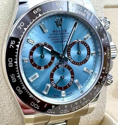 Rolex Daytona Platinum Daytona 126506 126506a Ice Blue Baguette Dial Unworn 2024
