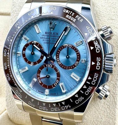 Rolex Daytona Platinum Daytona 126506 126506a Ice Blue Baguette Dial Unworn 2024