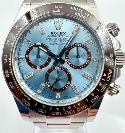 Rolex Daytona Platinum Daytona 126506 126506a Ice Blue Baguette Dial Unworn 2024
