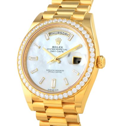 Rolex Day-date 40 White Mother-of-pearl Diamond Dial Yellow Gold President Watch 228348rbr