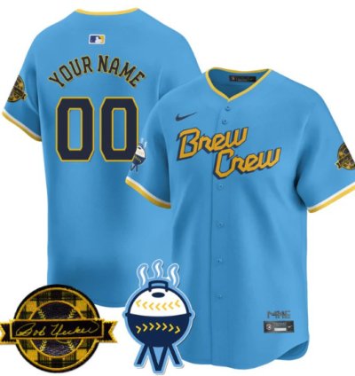 Custom Milwaukee Brewers Jersey Name Number 2025 Limited Bob Uecker Patch Stitched City Connect