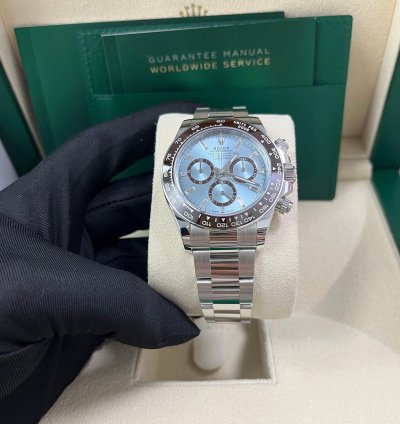 Rolex Daytona Platinum Daytona Ice Blue Baguette Dial 126506