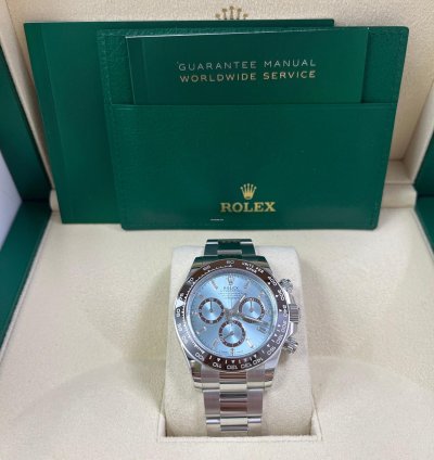 Rolex Daytona Platinum Daytona Ice Blue Baguette Dial 126506