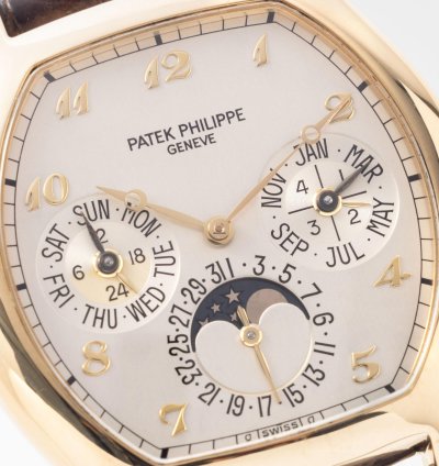 Patek Philippe Perpetual Calendar 5040j In 18k Yellow Gold Tonneau Case With Box And Papers