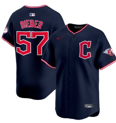Shane Bieber Jersey 57 Cleveland Guardians 2025 Vapor Premier Limited All Stitched Navy
