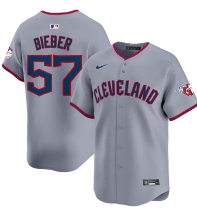 Shane Bieber Jersey 57 Cleveland Guardians 2025 Vapor Premier Limited All Stitched Gray