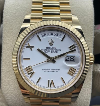 Rolex Day-date 40 White Roman Dial Unworn