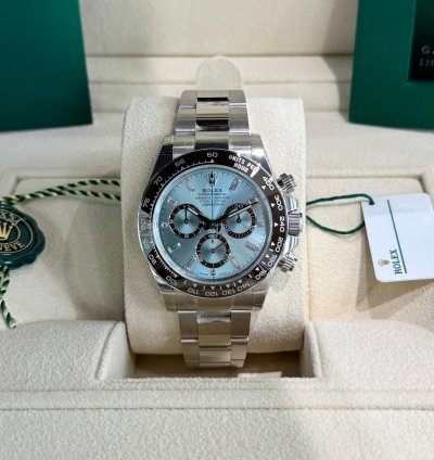 Rolex Daytona Platinum Ice Blue Baguette Diamond Dial 2024