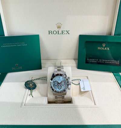 Rolex Daytona Platinum Ice Blue Baguette Diamond Dial 2024