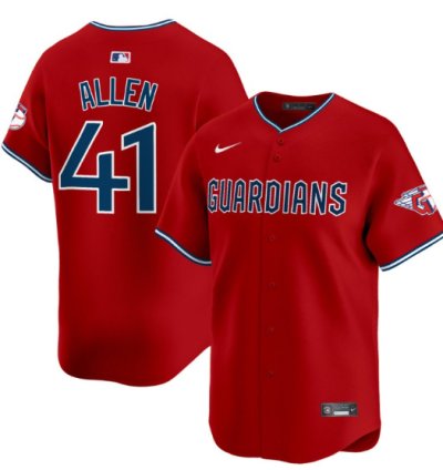 Logan Allen Jersey 41 Cleveland Guardians 2025 Vapor Premier Limited All Stitched Red