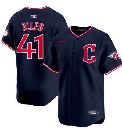 Logan Allen Jersey 41 Cleveland Guardians 2025 Vapor Premier Limited All Stitched Navy