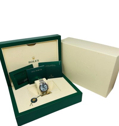 Rolex Daytona Platinum Ice Blue Baguette Diamond Dial Complete Set Unworn 2023