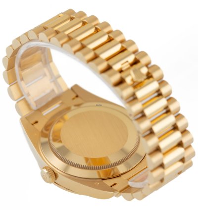 Rolex Day-date 40 Yellow Gold 18k Diamond Bezel Silver Roman Dial Ref 228348rbr Full Set Unworn