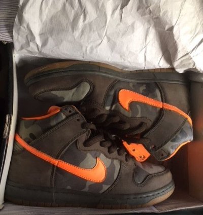 Nike Sb Dunk Highs Brian Anderson Camo With Safety Orange