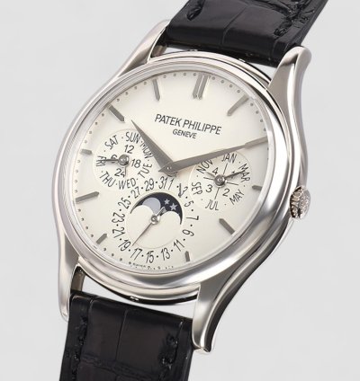 Patek Philippe Perpetual Calendar 5140g Ultra Thin 18k White Gold Silver Dial Description