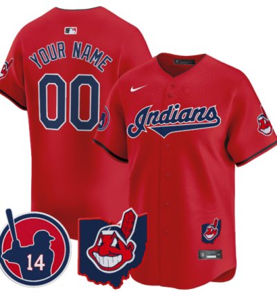 Custom Cleveland Indians Jersey Larry Doby Patch Vapor Premier Limited Stitched Red