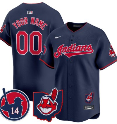 Custom Cleveland Indians Jersey Larry Doby Patch Vapor Premier Limited Stitched Navy