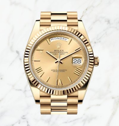 Rolex Day-date 40 Yellow Gold Champagne Roman Gold Dial 228238 new Unworn