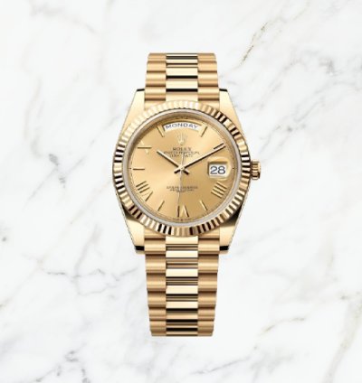 Rolex Day-date 40 Yellow Gold Champagne Roman Gold Dial 228238 new Unworn