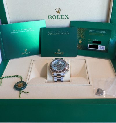 Rolex Daytona Platinum Platona 126506 Unworn 2024 40mm Full Set Display Caseback Ice Blue