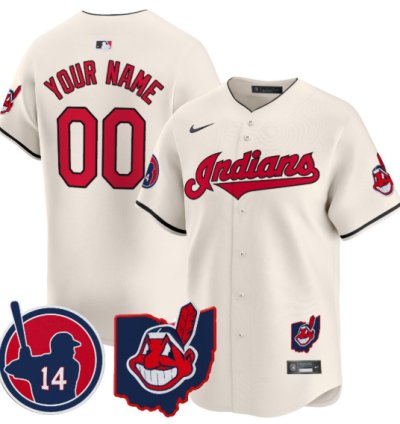 Custom Cleveland Indians Jersey Larry Doby Patch Vapor Premier Limited Stitched Cream