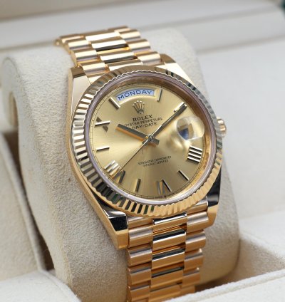 Rolex Day-date 40 Yellow Gold Champagne Roman Numeral Dial 228238 Full Set