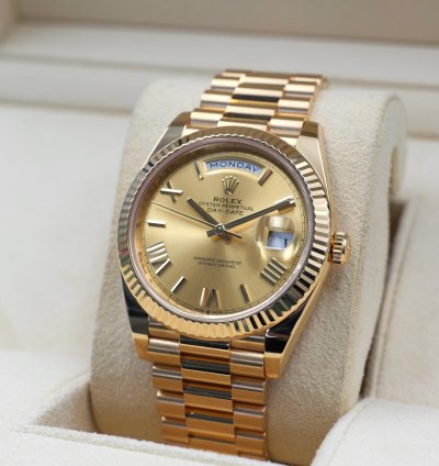 Rolex Day-date 40 Yellow Gold Champagne Roman Numeral Dial 228238 Full Set