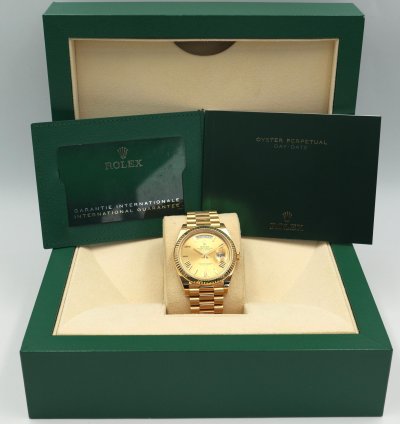 Rolex Day-date 40 Yellow Gold Champagne Roman Numeral Dial 228238 Full Set