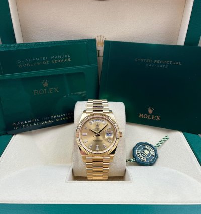 Rolex Day-date 40 Yellow Gold Day-date 40 Champagne Baguette Dial 228238 Unworn 2023