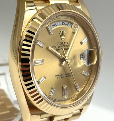Rolex Day-date 40 Yellow Gold Day-date 40 Champagne Baguette Dial 228238 Unworn 2023