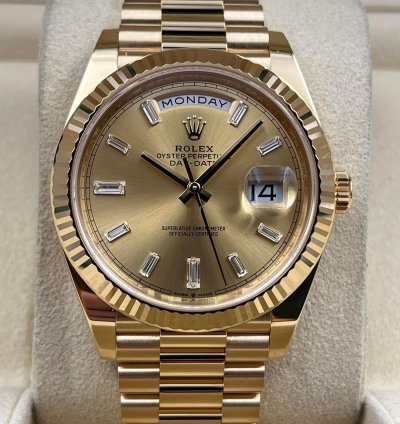 Rolex Day-date 40 Yellow Gold Day-date 40 Champagne Baguette Dial 228238 Unworn 2023