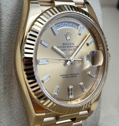 Rolex Day-date 40 Yellow Gold Day-date 40 Champagne Baguette Dial 228238 Unworn 2023